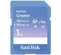 SANDISK Creator Carte SD UHS-II 1 To (pour appareils reflex et Mirrorless, vidéo 6K, V60, USH-II, jusqu'à 280 Mo/s, en lecture, RescuePRO Deluxe, 1 mois d'Adobe Creative Cloud Inclus)