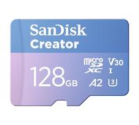 SanDisk Creator - Carte mémoire flash (adaptateur microSDXC vers SD inclus(e)) - 128 Go - A2 / Video Class V30 / UHS-I U3 - microSDXC UHS-I