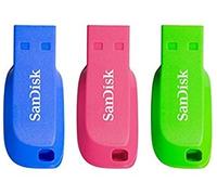 SanDisk 16GB Cruzer Blade USB Flash Drive 3-pack , Blue/Pink/Green