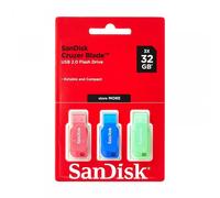 SanDisk Cruzer Blade Clé USB 32GB USB 2.0 Bleue/Rose/Verte, Lot de 3