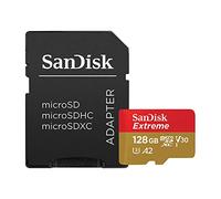SanDisk Extreme 128 GB microSDXC Memory Card + SD Adapter with A2 App Performance + Rescue Pro Deluxe, Up to 160 MB/s, Class 10, UHS-I, U3, V30 , Red/Gold