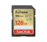 Carte Mémoire SDXC - SANDISK - Extreme 128Go - 180MB/s - UHS-I Class 10 - Résistante à l'eau et aux chocs
