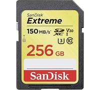 SanDisk Extreme 256 Go Carte mémoire SDXC jusqu'à 150 Mo/s, Classe 10, U3, V30