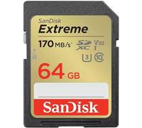 SanDisk Extreme 64GB SDXC Memory Card up to 150MB/s, Class 10, U3, V30