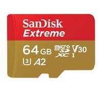 Carte mémoire SD micro SANDISK SDXC Extreme UHS-3 A2 V30 Classe 3 (170Mo/s) 64 GB + adaptateur SD
