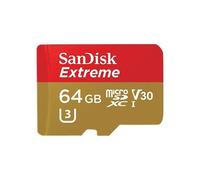 SanDisk Extreme - Carte mémoire flash (adaptateur microSDXC vers SD inclus(e)) - 64 Go - UHS-I U3 / Class10 - microSDXC UHS-I