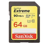 SanDisk Extreme Carte mémoire SDXC jusqu'à 90 Mo/s, classe 10, U3, V30, FFP - 64 Go (renouvelée)