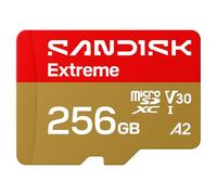 SANDISK Extreme Carte microSDHC UHS-I + SD Adapter, 256 Go (Jusqu’à 245 Mo/s en Lecture et 170 Mo/s en écriture, vidéo 5.3K, C10, V30, U3, A2)