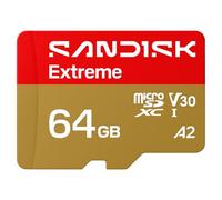 SANDISK Extreme Carte microSDHC UHS-I + SD Adapter, 64 Go (Jusqu’à 170 Mo/s en Lecture et 80 Mo/s en écriture, vidéo 5.3K, C10, V30, U3, A2)