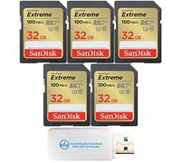SanDisk Extreme Lot de 5 cartes mémoire SD de 32 Go pour travaux avec appareil photo numérique, ordinateur, caméras Trail (SDSDXVT-032G-GNCIN) Pack avec (1) Tout sauf Stromboli 3.0