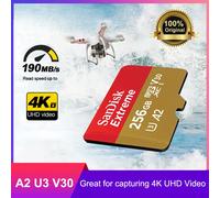 SanDisk extrême microSD 1 to 512GB 256GB carte mémoire A2 U3 UHS-I cartes USB3.0 4K Flash carte micro SD pour caméra GoPro DJI drone