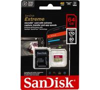 Sandisk Extreme Microsdxc 64 Gb 170/80 Mb/S Uhs-I U3 Memory Card (Sdsqxah-064G-Gn6Ma)