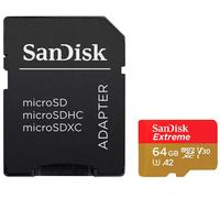 SanDisk Carte mémoire micro SD Extreme Plus 64 Go – Vitesse de lecture 200 Mo/s – V30