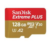 SanDisk Extreme PLUS - Carte mémoire flash (adaptateur microSDXC vers SD inclus(e)) - 128 Go - A2 / Video Class V30 / UHS-I U3 / Class10 - microSDXC UHS-I