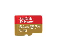 SanDisk Extreme PLUS - Carte mémoire flash (adaptateur microSDXC vers SD inclus(e)) - 64 Go - A2 / Video Class V30 / UHS-I U3 / Class10 - microSDXC UHS-I