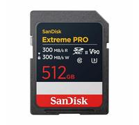SANDISK Extreme Pro 512 Go Carte SDXC UHS-II Carte (jusqu'à 300 Mo/s en Lecture, 300 Mo/s en écriture, V90, Ses Performances de Niveau Professionnel Permettent Un Enregistrement vidéo en 8K)