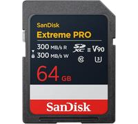 SANDISK Extreme Pro 64 Go Carte SDXC UHS-II Carte (jusqu'à 300 Mo/s en Lecture, 300 Mo/s en écriture, V90, Ses Performances de Niveau Professionnel Permettent Un Enregistrement vidéo en 8K)