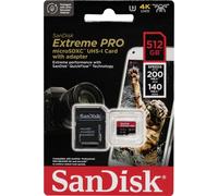 SanDisk Extreme PRO microSDXC (microSDXC, 512 Go, U3, UHS-I), Carte mémoire, Noir, Rouge