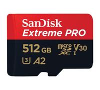 SanDisk Extreme PRO microSDXC (microSDXC, 512 Go, U3, UHS-I), Carte mémoire, Noir, Rouge