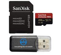 SanDisk Extreme Pro Carte mémoire microSDXC 256 Go compatible avec GoPro Mission 1, 1 Pro, 1 Pro ILS (SDSQXCD-256G-GN6MA) Bundle avec 1 Everything But Stromboli MicroSD et lecteur SD