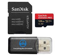 SanDisk Extreme Pro Carte microSD UHS-1 128 Go compatible avec DJI Avata 2, Mini drones 4K (SDSQXCD-128G-GN6MA) avec vitesse de lecture jusqu'à 200 Mo/s Bundle avec 1 lecteur de carte microSD
