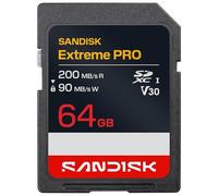 SANDISK Extreme Pro Carte SD UHS-I 64 Go, 200 Mo/s Lecture, 90 Mo/s Écriture, Vidéo 4K UHD, U3, V30, Memory Zone App