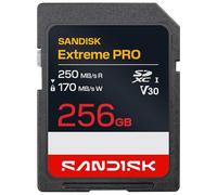 SANDISK Extreme Pro Carte SD UHS-I de 256 Go, Jusqu’à 250 Mo/s en Lecture et Jusqu’à 170 Mo/s en écriture, vidéo 4K UHD, U3, V30 Memory Zone App