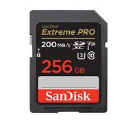 SanDisk Extreme PRO Carte SDXC 256 Go (Carte SD V30, Vitesse de Transfert jusqu'à 200 Mo/s, UHS-I, 4K UHD Videos, RescuePRO Deluxe, Technologie SanDisk QuickFlow Class 10, U3)