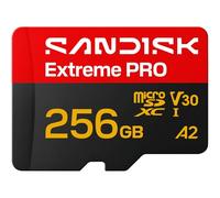 SANDISK Extreme Pro Carte UHS-I microSD + SD Adapter, 256 Go (Vitesses de Lecture allant Jusqu’à 250 Mo/s et d’écriture Jusqu’à 170 Mo/s, 5K, 3K, 4K UHD, C10, V30, U3, A2)