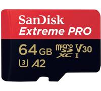 SanDisk Extreme Pro - Flash-Speicherkarte (microSDXC-an-SD-Adapter inbegriffen) Carte microSDXC 64 GB Class 10, UHS-I, v30 Video Speed Class résistance