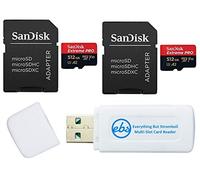 SanDisk Extreme Pro Lot de 2 cartes mémoire microSD pour caméra d'action GoPro Hero 12 Noir 512 Go (SDSQXCD-512G-GN6MA) U3 V30 avec 1 lecteur de carte Everything But Stromboli MicroSDXC et SD