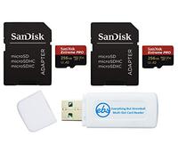 SanDisk Extreme Pro Lot de 2 cartes mémoire microSDXC 256 Go compatibles avec caméra d'action GoPro Hero 12 Noir (SDSQXCD-256G-GN6MA) U3 V30 avec 1 lecteur de carte micro SD et SD Everything But