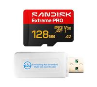 SanDisk Extreme PRO MicroSD pour appareils photo Insta360 SDSQXCJ | Fonctionne avec Luna Ultra et X6 UHS-I U3 V30 A2 Bundle avec (1) Everything But Stromboli MicroSDXC et lecteur de carte SD