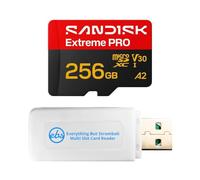 SanDisk Extreme PRO MicroSD pour appareils photo Insta360 SDSQXCJ | Modèles compatibles : X6 & Luna Ultra V30 A2 Bundle avec (1) Everything But Stromboli MicroSDXC et lecteur de carte SD