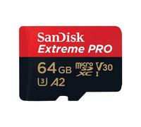 SanDisk Extreme Pro - Carte mémoire flash (adaptateur microSDXC vers SD inclus(e)) - 64 Go - Video Class V30 / UHS-I U3 - microSDXC UHS-I