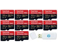 SanDisk Extreme Pro SDSQXCG-032G-GN6MA Lot de 10 cartes mémoire micro SD HC SDHC Classe 10 U3 V30 A1 32 Go 32 Go