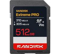 SANDISK Extreme Pro UHS-II V90 Carte SD de 512 Go (Vitesses de Lecture Jusqu’à 310 Mo/s, Vitesses d’écriture Jusqu’à 305 Mo/s, Compatible avec Les appareils Photo Reflex numériques et Hybrides)