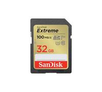 SanDisk Extreme SDXC 32Go UHS-I Classe 10, Lecture 100Mo/s, Écriture 60Mo/s, U3, V30, Résistante Température et Eau
