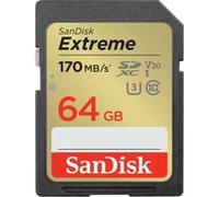 SanDisk Carte mémoire SDXC Extreme 64 Go – 170/80 Mo/s UHS‑I Class 10 U3 V30