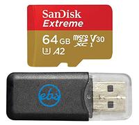 SanDisk Extreme V30 A2 Carte mémoire microSD 64 Go compatible avec caméra d'action Insta360 X3, X4 et X5 (SDSQXAH-064G-GN6MN) avec (1) Everything But Stromboli MicroSDXC et lecteur de carte SD