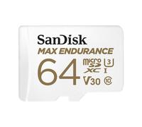 SanDisk MAX ENDURANCE Carte microSDHC 64Go Adaptateur SD pour le monitoring vidéo domestique ou sur dashcam 30 000 heures d’enregistrement G