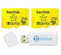 SanDisk Lot de 2 cartes mémoire microSD 256 Go pour Nintendo Switch OLED modèle (SDSQXAO-256G-GNCZN) U3, classe 10, 4K UHD avec 1 lecteur de carte micro SDXC et SD Everything But Stromboli