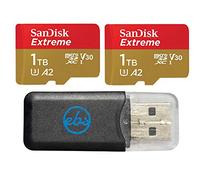 SanDisk Lot de 2 cartes mémoire microSD Extreme 1 To compatibles avec DJI Air 2S, Air 2, Mini, Mini 2, Mavic 2 Drone Series (SDSQXAV-1T00-GN6MN) avec 1 lecteur de carte micro Everything But Stromboli