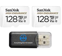 SanDisk Lot de 2 cartes mémoire microSDXC haute endurance 128 Go pour caméra de tableau de bord Garmin 57, 67 W, Mini 2, 47 Series (SDSQQNR-128G-GN6IA) Classe 10 avec (1) lecteur de carte Everything