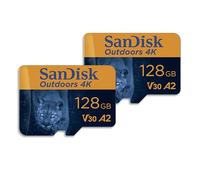 SanDisk Lot de 2 cartes mémoire microSDXC UHS-I 128 Go pour l'extérieur avec adaptateur SD - Jusqu'à 170 Mo/s, 4K, C10, U3, V30, A2, pour appareil photo Trail - SDSQXAA-128G-GN6VT