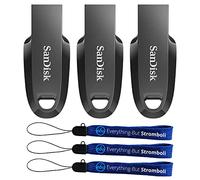 SanDisk - Lot de 3 clés USB Ultra Curve 32 Go - SDCZ550-032G-G46 - Lot de 3 clés USB A haute performance pour ordinateurs, ordinateurs portables, ordinateurs de bureau - 100 Mo/s - Avec 3 cordons