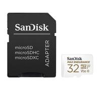 SanDisk MAX ENDURANCE Video Monitoring for Dashcams & Home Monitoring 32 GB microSDHC Memory Card + SD Adaptor 15,000 Hours Endurance, White