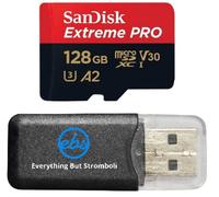 SanDisk Micro Carte mémoire Extreme Pro 128 Go fonctionne avec Insta360 ONE RS 1" 360, One X3 Action Camera (SDSQXCD-128G-GN6MA) Ensemble avec (1) lecteur de carte MicroSD Everything But Stromboli
