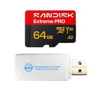 SanDisk Micro Carte mémoire SDXC Extreme Pro U3 V30 SDSQXCU-064G-GS6MA 64 | Fonctionne pour DJI Mini Series : 4K, 4 Pro, 3 Pro, 3 Bundle avec (1) Everything But Stromboli MicroSDXC et lecteur de carte