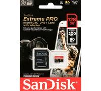 SanDisk - microSDXC 128 Go Extreme Pro A2 C10 V30 UHS-1 U3 (200Mb/s) + SD Adaptateur